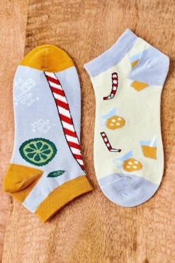 Hot Boto Skarpetki Stopki Nie Do Pary Z Drinkiem I Słomką Żółto-Szare