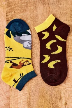 Hot Skarpetki Stopki Nie Do Pary W Banany Żółto-Brązowe Skarpetki|Skarpetki