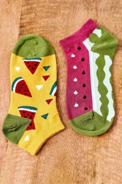 Skarpetki|Skarpetki>Boto Skarpetki Stopki Nie Do Pary W Arbuzy Żółto-Zielone