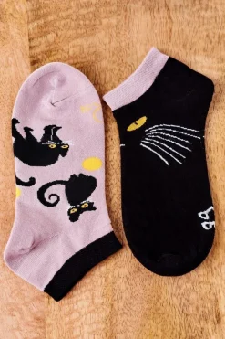 Skarpetki|Skarpetki>Boto Skarpetki Stopki Nie Do Pary W Koty Czarno-Brązowe