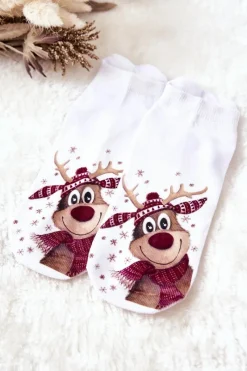 Best Boto Skarpetki Stopki Renifer W Szaliku Białe