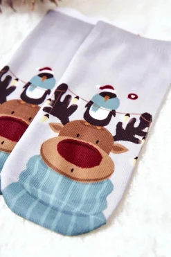 New Skarpetki Stopki Renifer Szare Skarpetki|Skarpetki