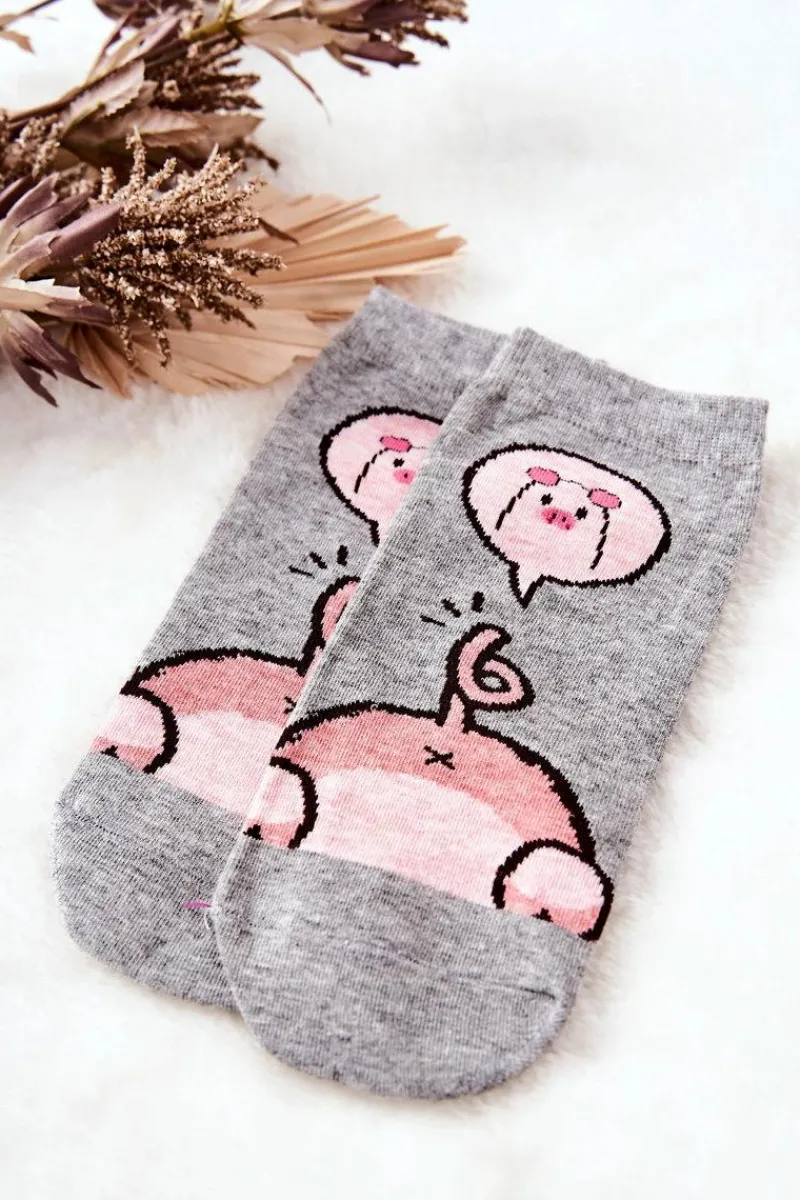 Discount Skarpetki Stopki Świnka Szare Skarpetki|Skarpetki