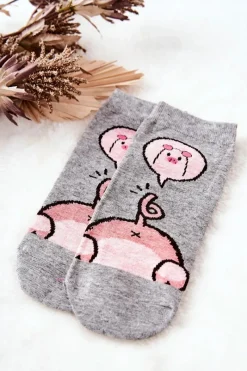Discount Skarpetki Stopki Świnka Szare Skarpetki|Skarpetki
