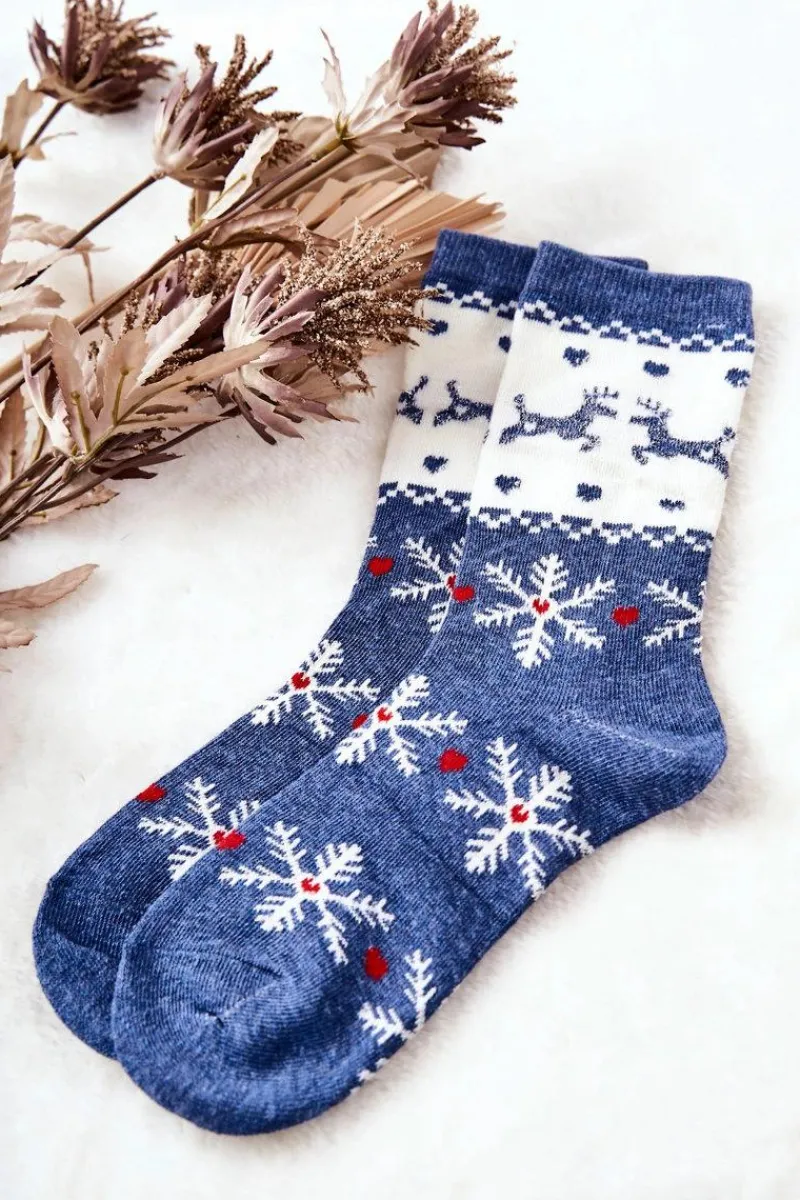 Clearance Skarpetki W Świąteczny Wzór Niebiesko-Białe Skarpetki|Skarpetki