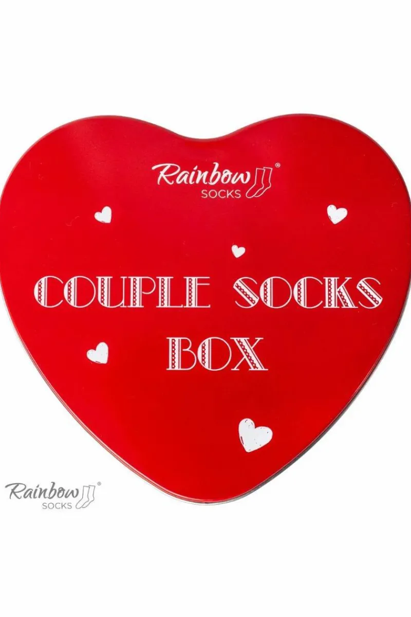 Sale Skarpety COUPLE BOX 2 Pary Pudełko Serce Rainbow Socks Skarpetki|Skarpetki