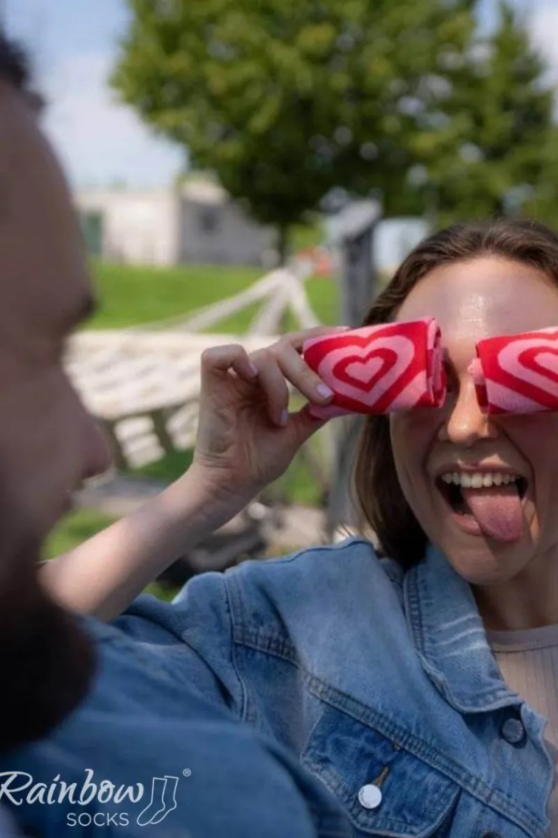 Sale Skarpety COUPLE BOX 2 Pary Pudełko Serce Rainbow Socks Skarpetki|Skarpetki