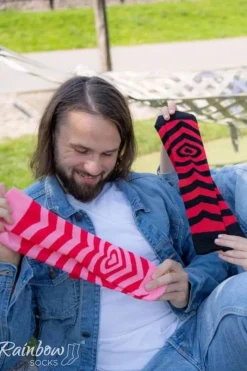 Sale Skarpety COUPLE BOX 2 Pary Pudełko Serce Rainbow Socks Skarpetki|Skarpetki