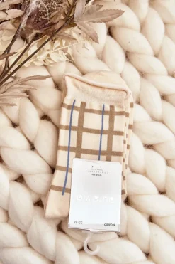 Skarpetki|Skarpetki>Aura.via Skarpety Damskie We Wzory Kratka Jasnobeżowe