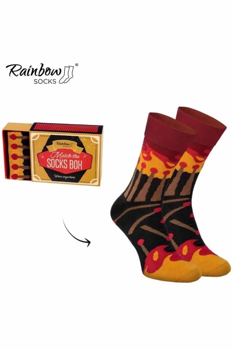 Skarpetki|Skarpetki>ZOOKSY/RAINBOW SOCKS Skarpety MATCH BOX Zapałki 1 Para Rainbow Socks