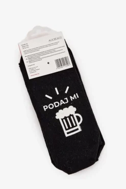New SOXO Skarpety Stopki Męskie Z Napisami Podaj Mi Piwo Czarne
