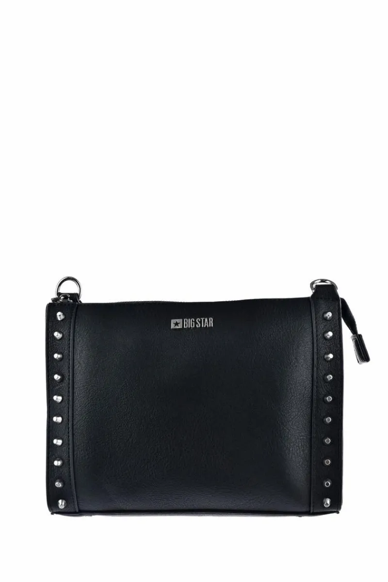 Big Star Shoes Skórzana Listonoszka Z Ćwiekami Big Star KK574136 Czarna