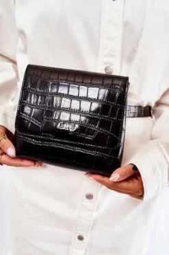 Skórzana Mała Torebka Listonoszka ZNJ034 Czarna Torebki Klasyczne|Listonoszki