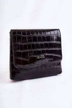 Skórzana Mała Torebka Listonoszka ZNJ034 Czarna Torebki Klasyczne|Listonoszki