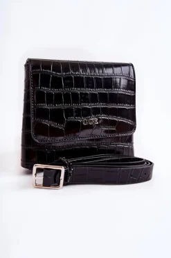 Skórzana Mała Torebka Listonoszka ZNJ034 Czarna Torebki Klasyczne|Listonoszki