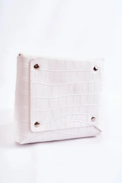 GOE Skórzana Mała Torebka Listonoszka ZNJ035 Biała Biały