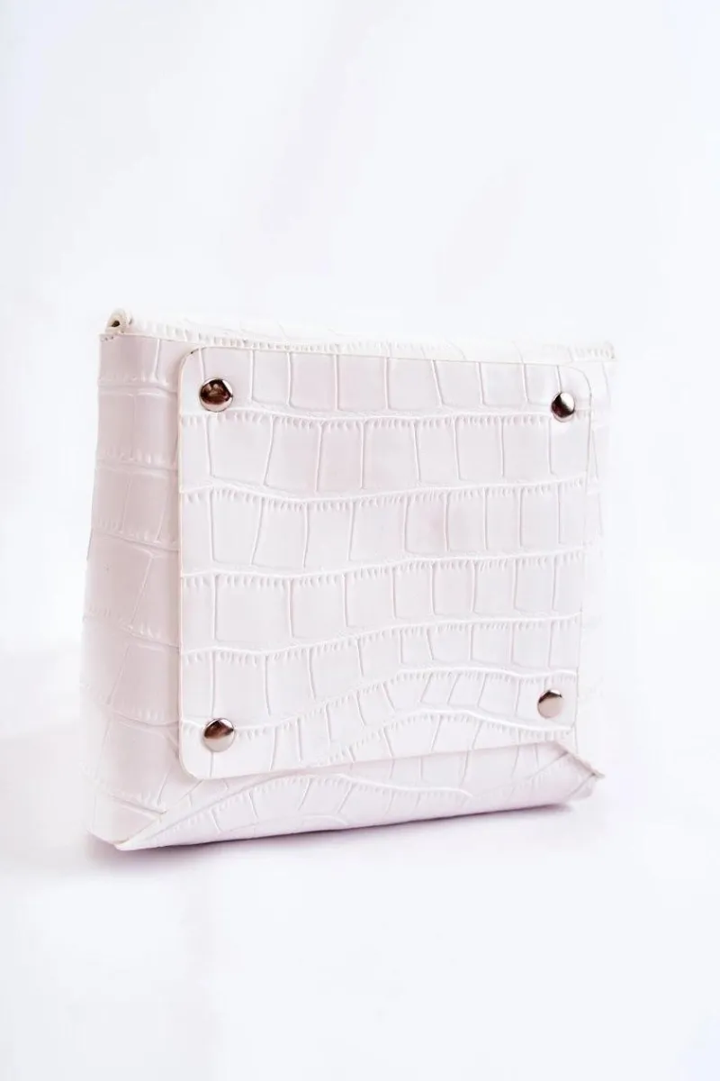 GOE Skórzana Mała Torebka Listonoszka ZNJ035 Biała Biały