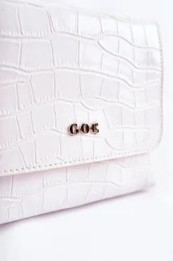 GOE Skórzana Mała Torebka Listonoszka ZNJ035 Biała Biały