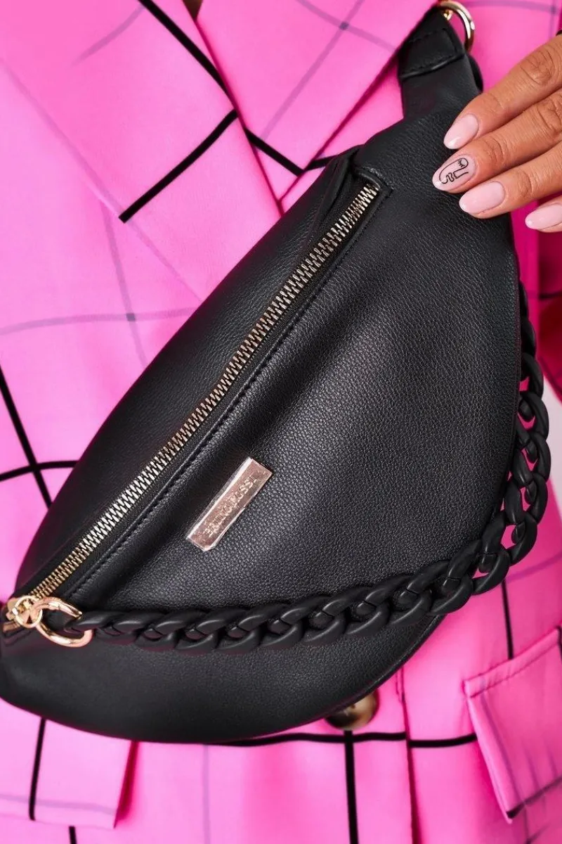 Discount Boto Skórzana Nerka Z Łańcuchem Bruno Rossi Czarna