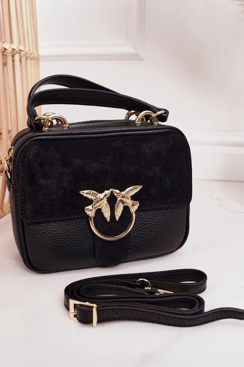 Discount Skórzana Torebka Kuferek VERA PELLE Czarna Torebki Kuferki|Listonoszki