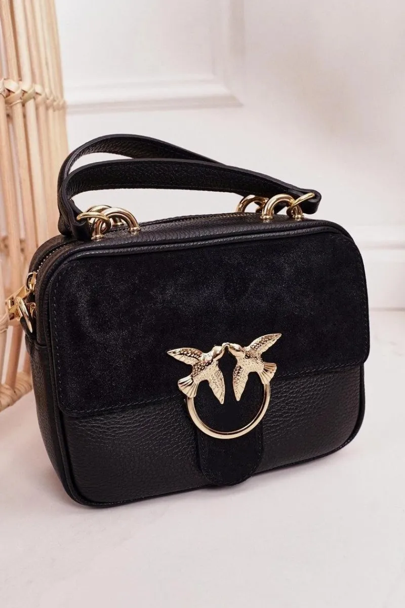 Discount Skórzana Torebka Kuferek VERA PELLE Czarna Torebki Kuferki|Listonoszki