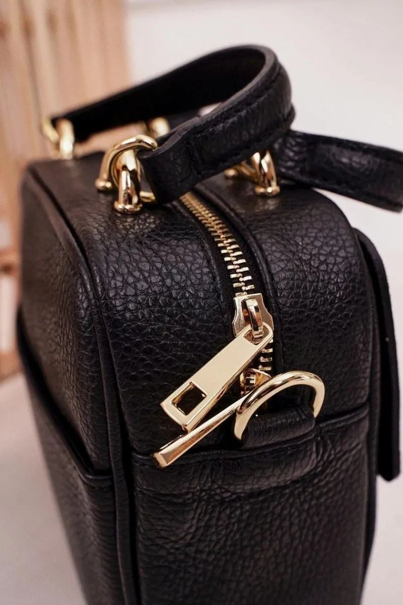 Discount Skórzana Torebka Kuferek VERA PELLE Czarna Torebki Kuferki|Listonoszki