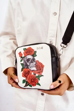 Online Skórzana Torebka Listonoszka W Print ZNJ012 Czarno-Biała Torebki Klasyczne|Listonoszki