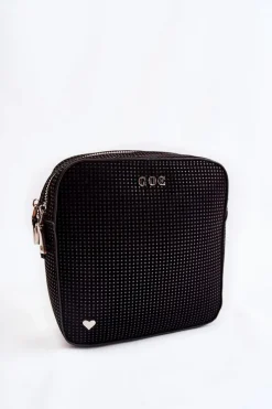 Torebki Klasyczne|Listonoszki>GOE Skórzana Torebka Listonoszka Z Sercem ZNJ015 Czarna