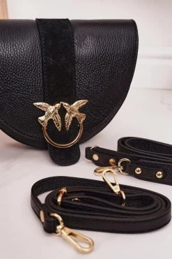 Sale Boto Skórzana Torebka Z Odpinanymi Paskami VERA PELLE Czarna