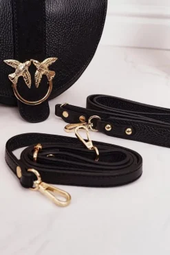 Sale Boto Skórzana Torebka Z Odpinanymi Paskami VERA PELLE Czarna