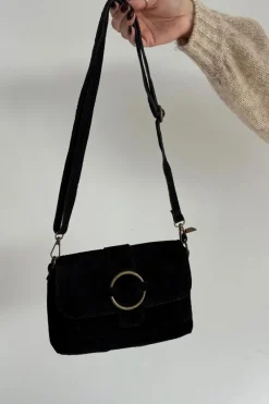 Discount Boto Skórzana Zamszowa Mała Torebka Czarna Jessel Czarny