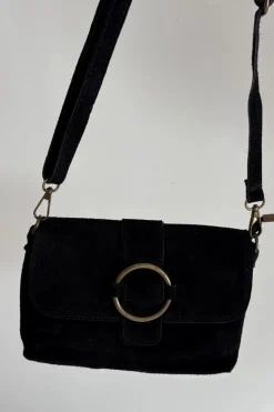 Discount Boto Skórzana Zamszowa Mała Torebka Czarna Jessel Czarny