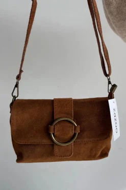 Listonoszki>Boto Skórzana Zamszowa Mała Torebka Camel Jessel Brązowy