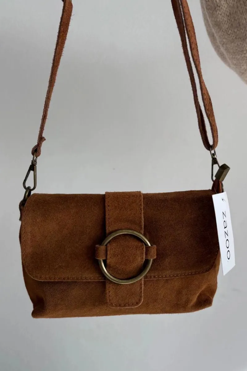 Listonoszki>Boto Skórzana Zamszowa Mała Torebka Camel Jessel Brązowy