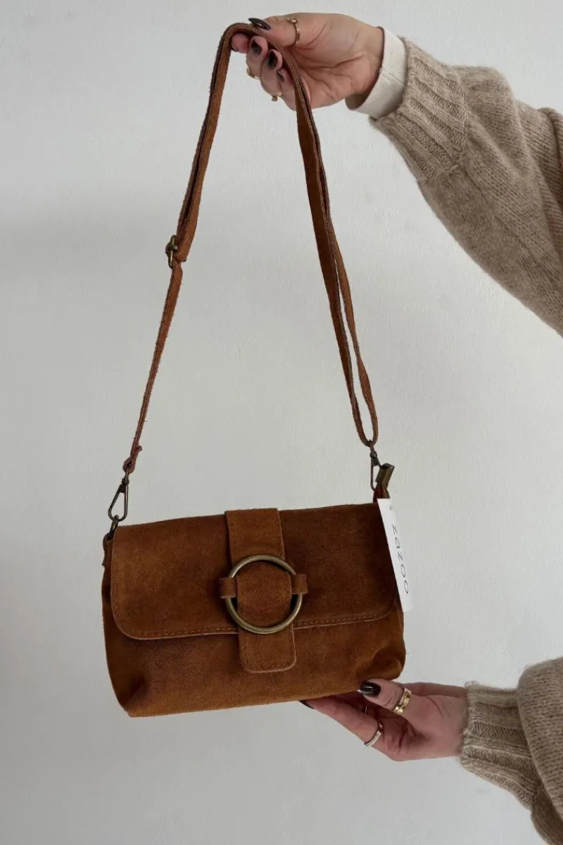 Listonoszki>Boto Skórzana Zamszowa Mała Torebka Camel Jessel Brązowy