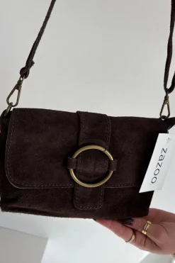 Listonoszki>Boto Skórzana Zamszowa Mała Torebka Czekoladowa Jessel Brązowy