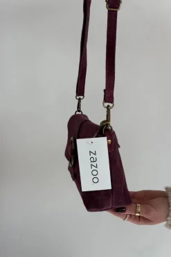 Outlet Skórzana Zamszowa Mała Torebka Fioletowa Jessel Listonoszki