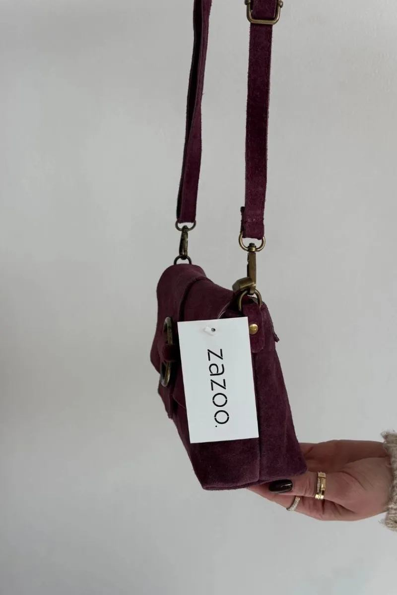 Outlet Skórzana Zamszowa Mała Torebka Fioletowa Jessel Listonoszki