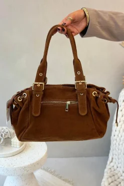 Hot Boto Skórzana Zamszowa Torebka Camel Ovelia Brązowy