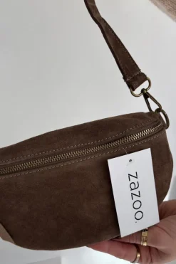 New Skórzana Zamszowa Torebka Nerka Brązowa Wessa Nerki
