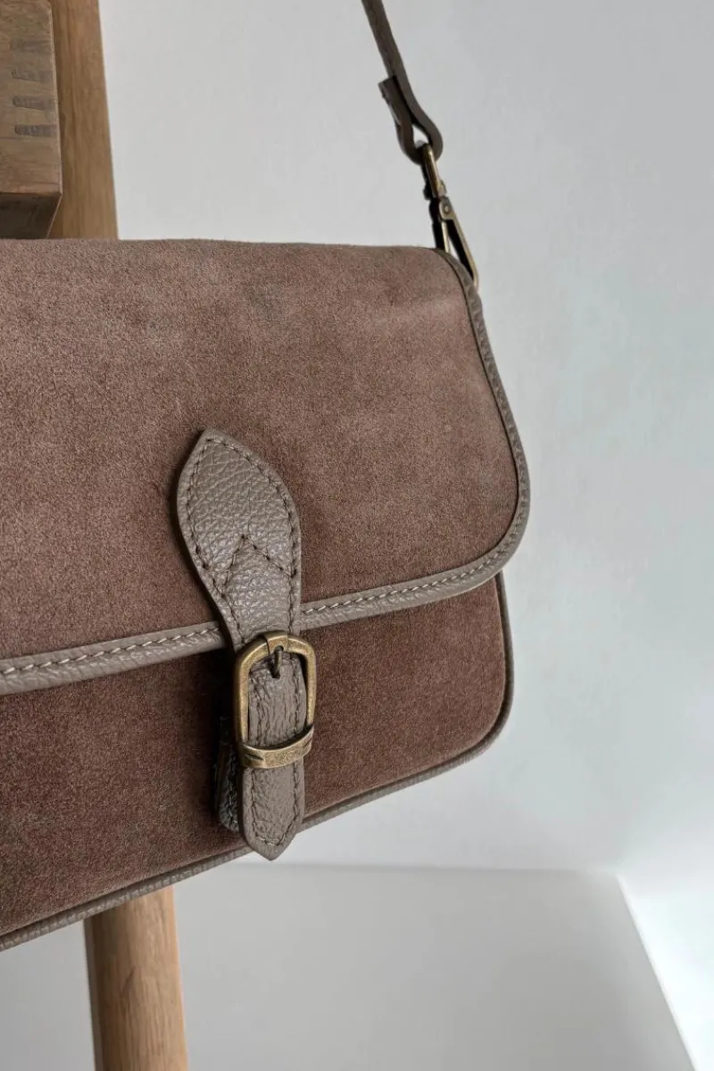 Online Boto Skórzana Zamszowa Torebka Listonoszka Ciemnobeżowa Norla Brązowy