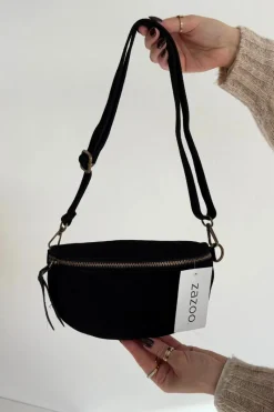 Skórzana Zamszowa Torebka Nerka Czarne Wessa Nerki