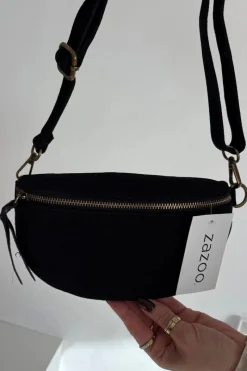 Skórzana Zamszowa Torebka Nerka Czarne Wessa Nerki