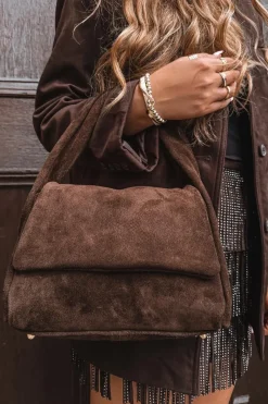 Hot Skórzana Zamszowa Torebka Czekoladowa Monelle Listonoszki