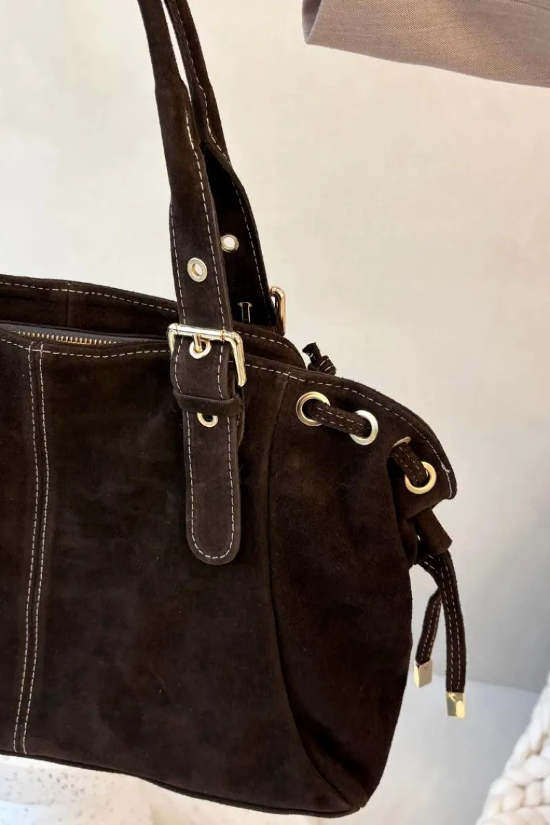 Best Skórzana Zamszowa Torebka Czekoladowa Ilienne Torebki Klasyczne