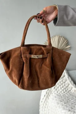 Discount Boto Skórzana Zamszowa Torebka Camel Orselle Brązowy