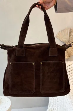 Boto Skórzana Zamszowa Torebka Z Kieszeniami Czekoladowa Zephina Brązowy