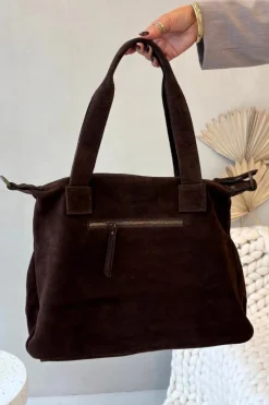 Boto Skórzana Zamszowa Torebka Z Kieszeniami Czekoladowa Zephina Brązowy