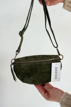 Nerki>Boto Skórzana Zamszowa Torebka Nerka Zielona Wessa Zielony