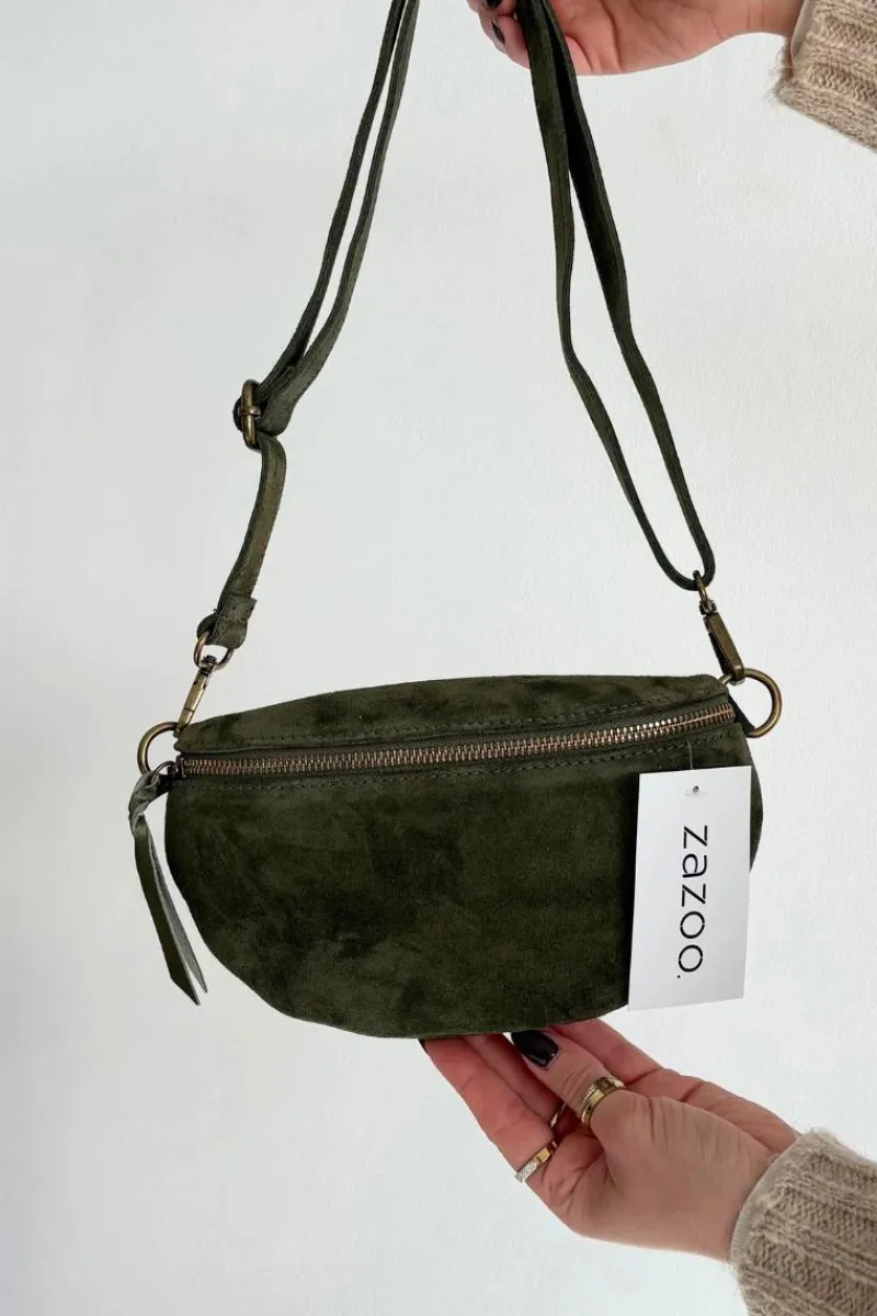 Nerki>Boto Skórzana Zamszowa Torebka Nerka Zielona Wessa Zielony